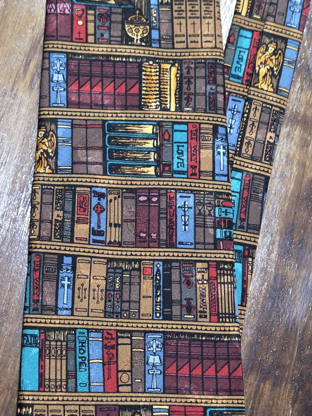 Eagles Wings Pastor's Bookshelf Silk Tie Brown & Blue Like New